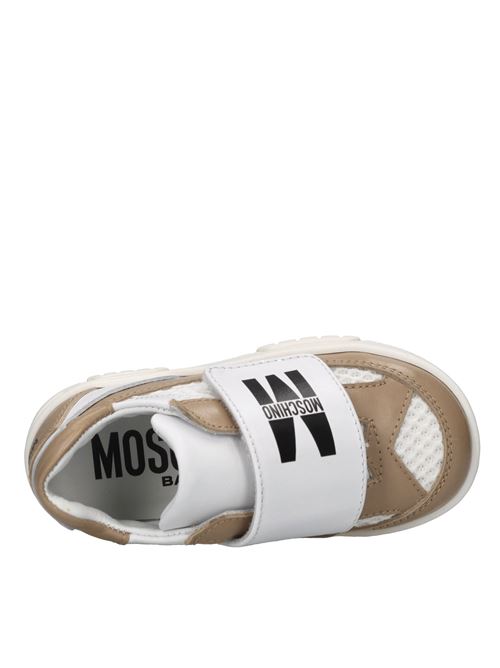 Sneakers in pelle e tessuto MOSCHINO | 80483 FIRENZEBIANCO-MARRONE